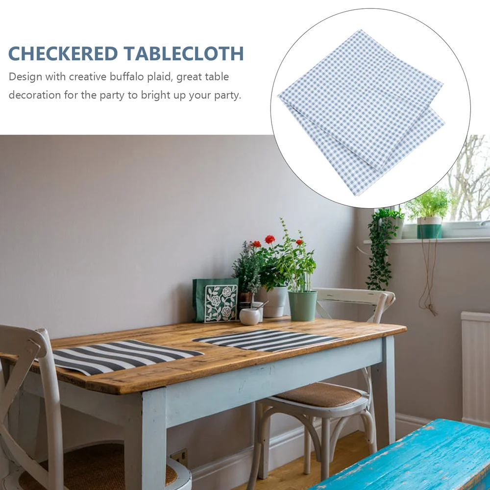 

1pc Home Rectangular Checkered Tablecloth Polyester Buffalo Plaid Table Cover