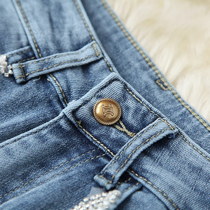 

High Street Fashion Summer Lady Casual Outfits Women Designers Short Sleeve Diamonds T Shirt and Tassel Jeans Pant 2 Piece Suits