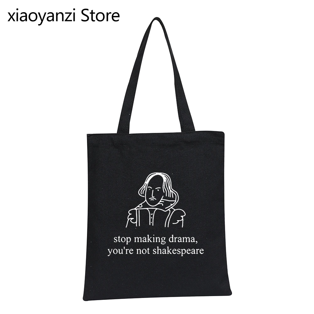 

Stop Making Drama Quotes Funny Eco Reusable Girls Fashion Handbag Tumblr Grunge Shopper Bags Women Graphic Shoulder Bag