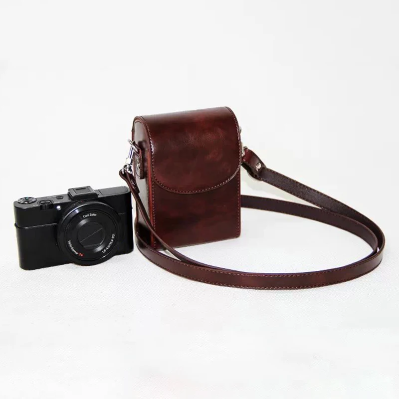 Портативная Ретро ПУ искусственная Сумка для фотоаппарата SONY Fuji Casio Olympus Panasonic Leica