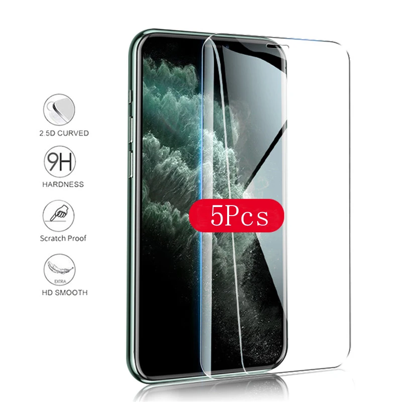 

5PCS 9H Tempered Glass For iPhone 11 Pro XS Max XR Screen Protector Protective Glass For iPhone 7 8 6 6s Plus X 5 5S SE2 Glass