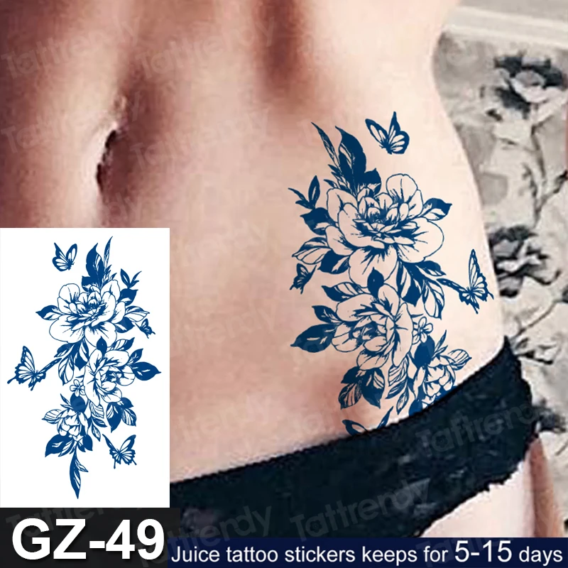 

New Waterproof Temporary Tattoo Sticker Rose Peony butterfly Sexy Arm Body Art Fake Tatoo for women long lasting tatoo Waist leg