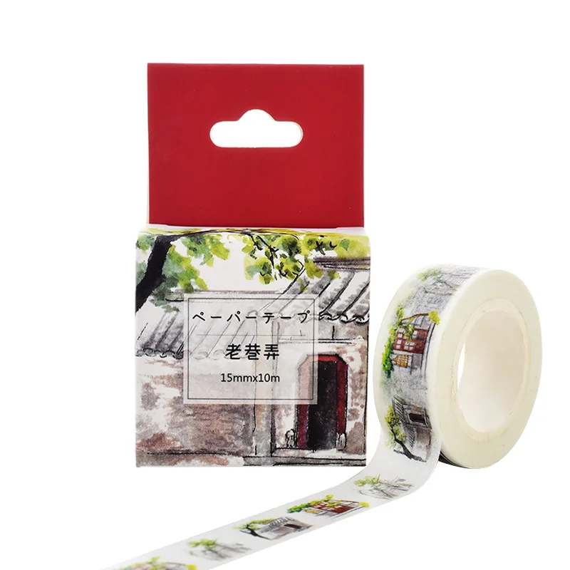 

Retro Style Architecture Washi Tape Excellent Quality Colorful Paper Masking Tape DIY Decorative Tapes 10m*15mm JD95-3