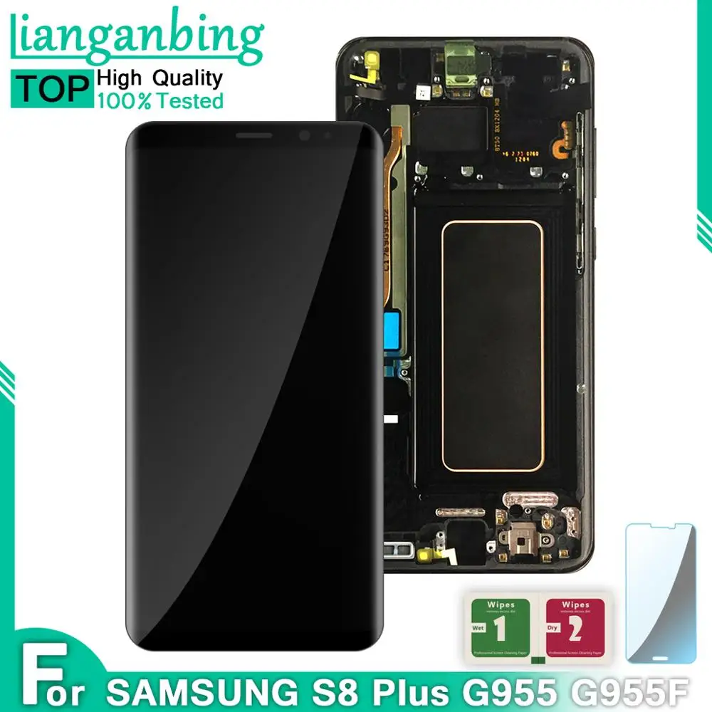 Супер AMOLED lcd S8 Plus G955 G955F G955A G955T дисплей протестированный рабочий сенсорный экран рамка в сборе для samsung Galaxy lcd