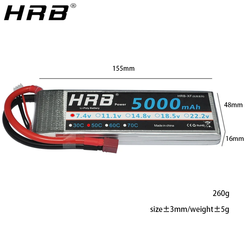 HRB 2S 7,4 V Lipo батарея 2200mah 2600mah 3000mah 3300mah 4000mah 5000mah 6000mah 8000mah 12000mah 16000mah T Deans RC части 60C