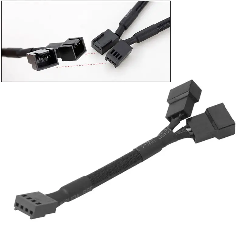 

R58A CB-Y4P 4Pin PWM Y Splitter Fan Cable 1x4pin to 2x4pin Expansion Cable Adapter PC Computer Accessories