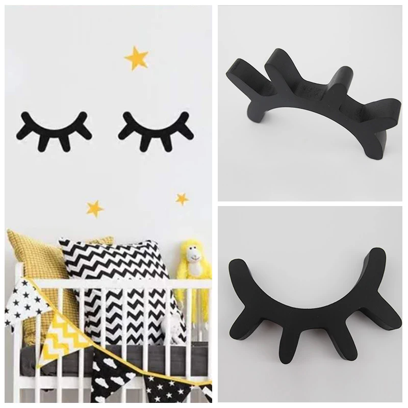

Ins Explosive Nordic Style Wooden Eyelashes Children's Clothing Store Children's Room Creative Home Decoration Eyelash Pendant