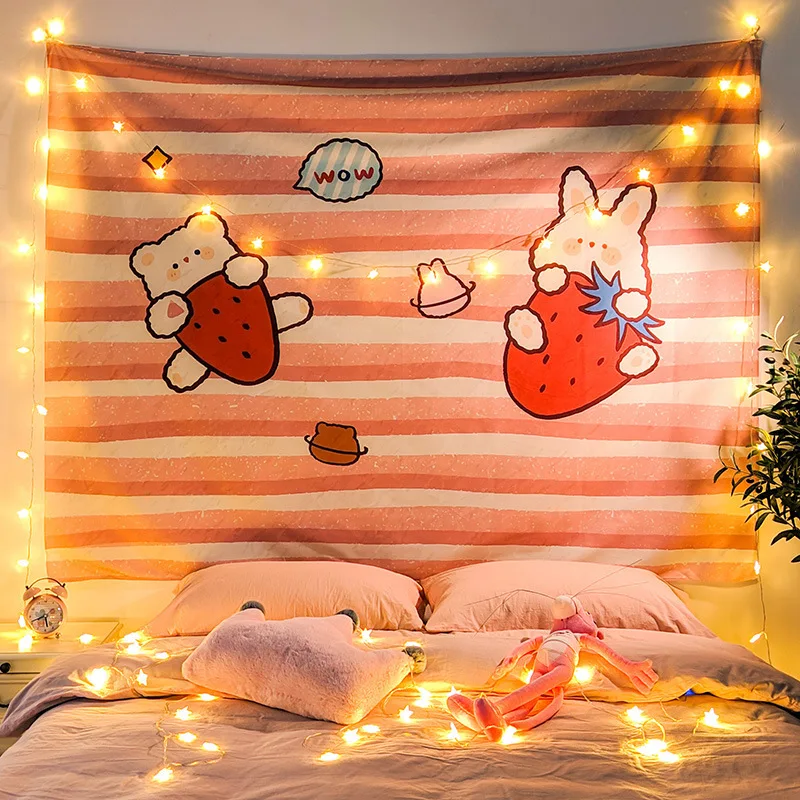 Милый розовый гобелен в стиле аниме для девочек настенный декоративный японском