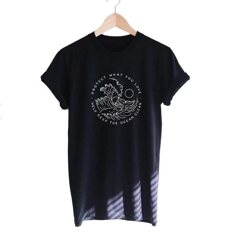 Футболки с рисунком Защитите то что вы любите помогает сохранить океан чистым