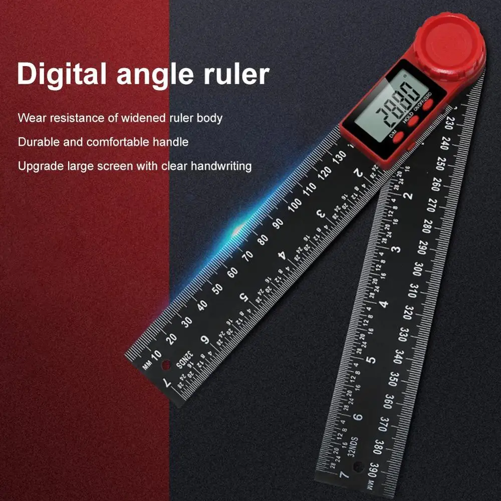 

LCD Digital Display Angle Ruler 360° Inclinometer Goniometer Protractor Measuring Tool 0-300mm Multipurpose Boot Automatically