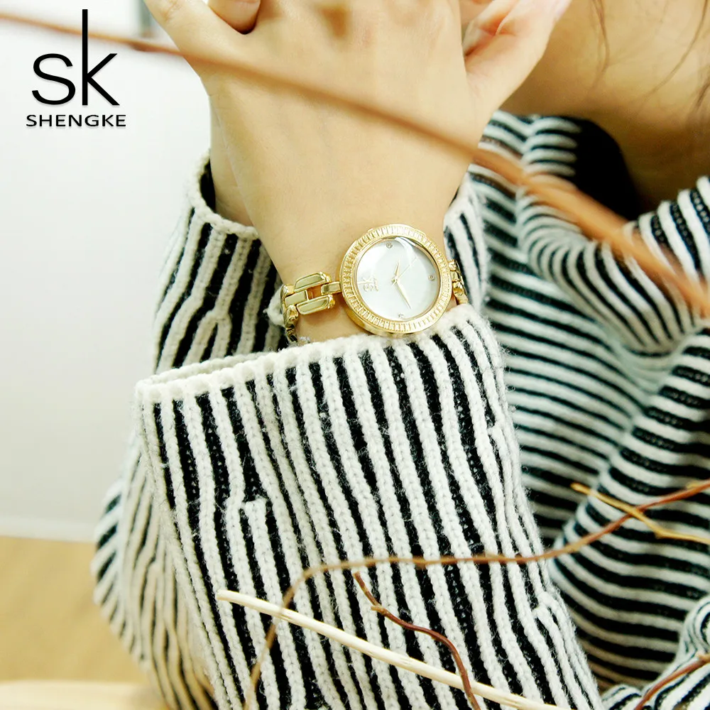 Shengk новые модные женские брендовые наручные часы женский серебряный браслет