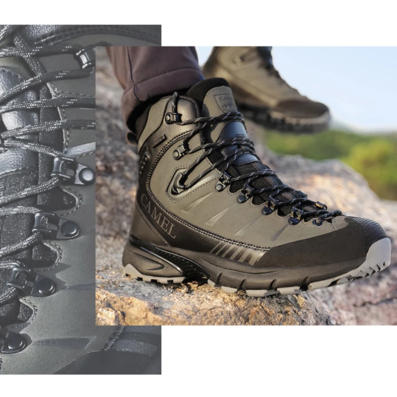Goldencamel Official Original Men's Sports Outdoor Trekking Shoes Men Waterproof Non-slip Hiking Shoes Winter Warm Hiking Boots