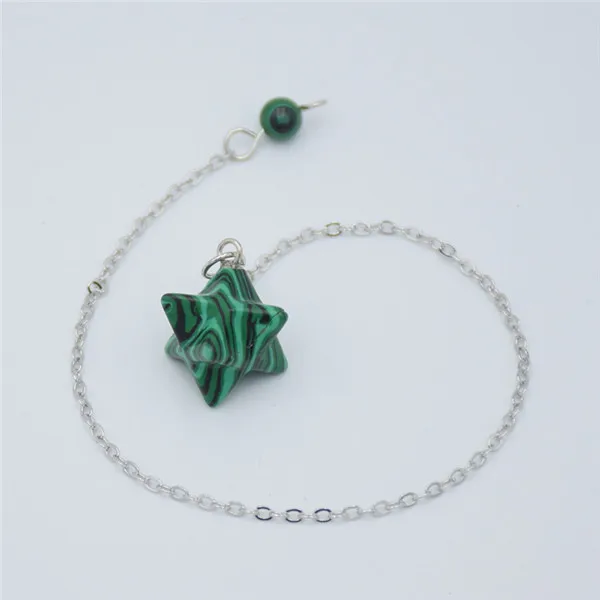 Malachite 1 шт. маленькие натуральные кристаллы аметиста опал черный Агаты камень Меркаба подвеска Маятник Рейки Исцеление Точка Шарм ювелирные изделия - Окраска металла: Malachite