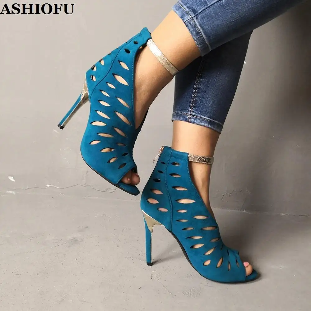 

ASHIOFU Handmade Ladies High Heel Sandals Real Photos Party Prom Summer Shoes Peep-toe Ankle Strap Dating Evening Fashion Shoes