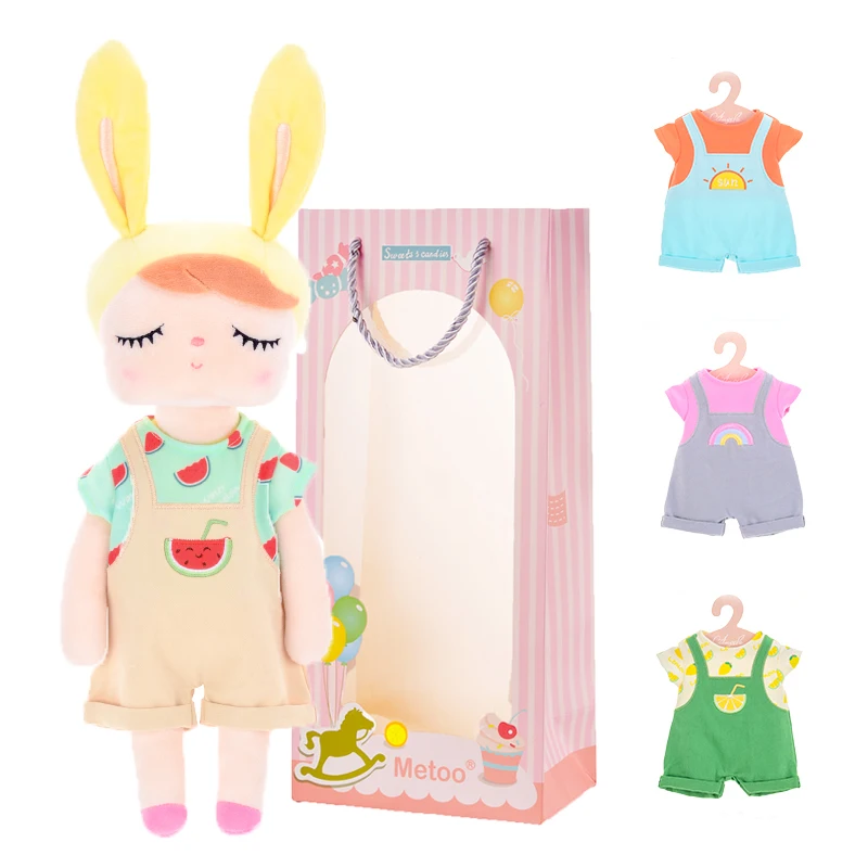 Yellow-BD4box Metoo Плюшевые игрушки наряжаться Анжела куклы с коробкой Туалетная Кукла Кролик Милый Мечтая девочка подарок для детей 4 шт - Цвет: Yellow-BD4box