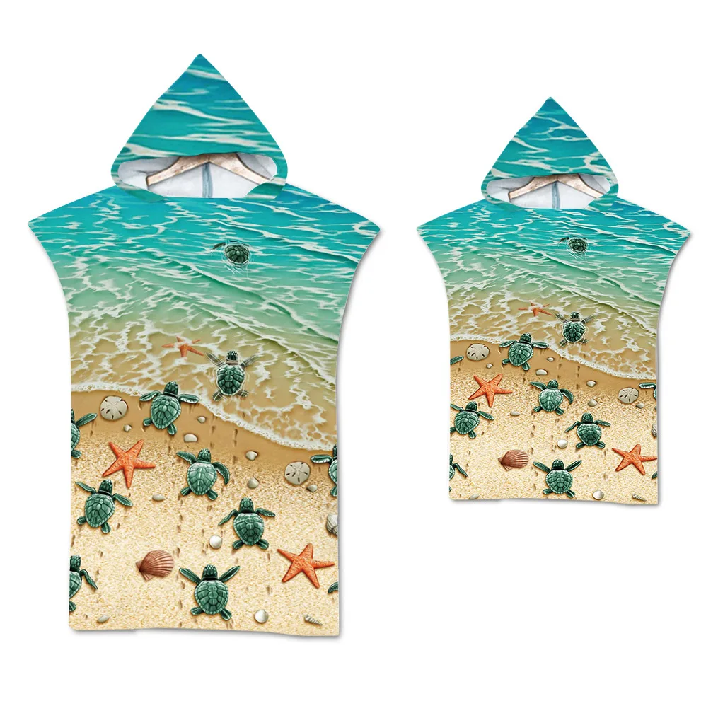

Beach Towel Hooded Wearing Bath Towel Cloak Beach Changing Bathrobe Printed Hooded Bath Towel