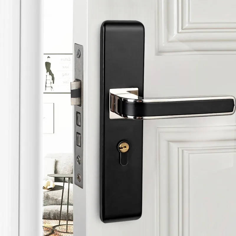

Stainless Steel 2.0 Thick Two-color Indoor Door Lock, Black and Gray Bedroom Door Lock, Wooden Door Silent Room Door Lock, Lock