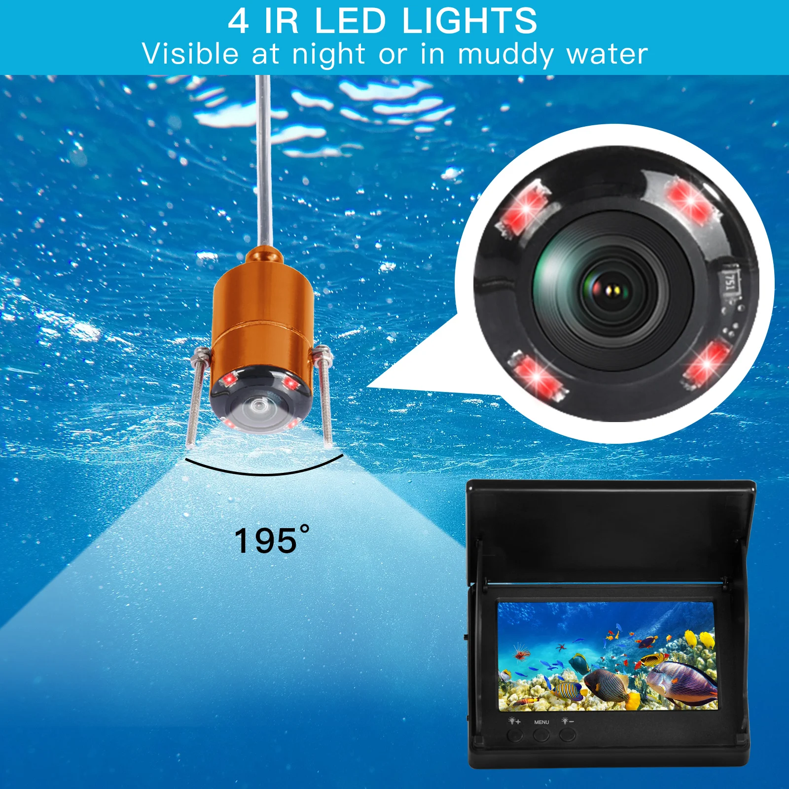 XJ-FISH HD рыболовный инструмент, подводная рыболовная камера, перезаряжаемый эхолот глубины воды 30 м, Рыболовный инструмент