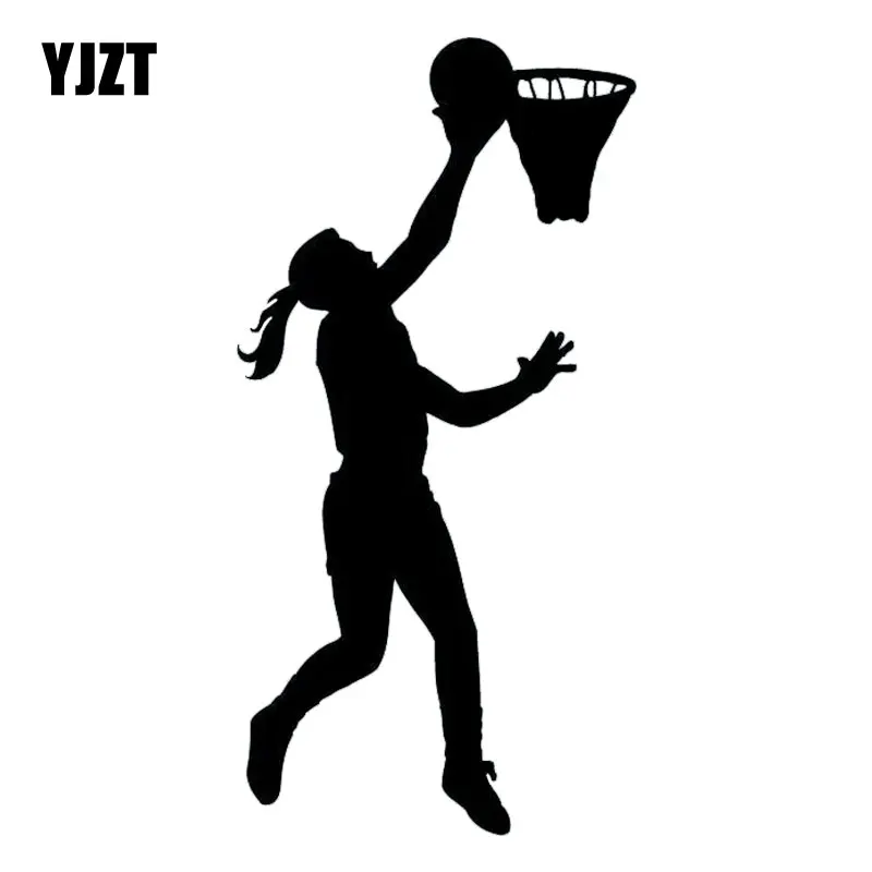 

YJZT 9.1CM*18.2CM Basketball Girl Layup Vinyl Stickers Decals Black/Silver Wonderful C31-0203