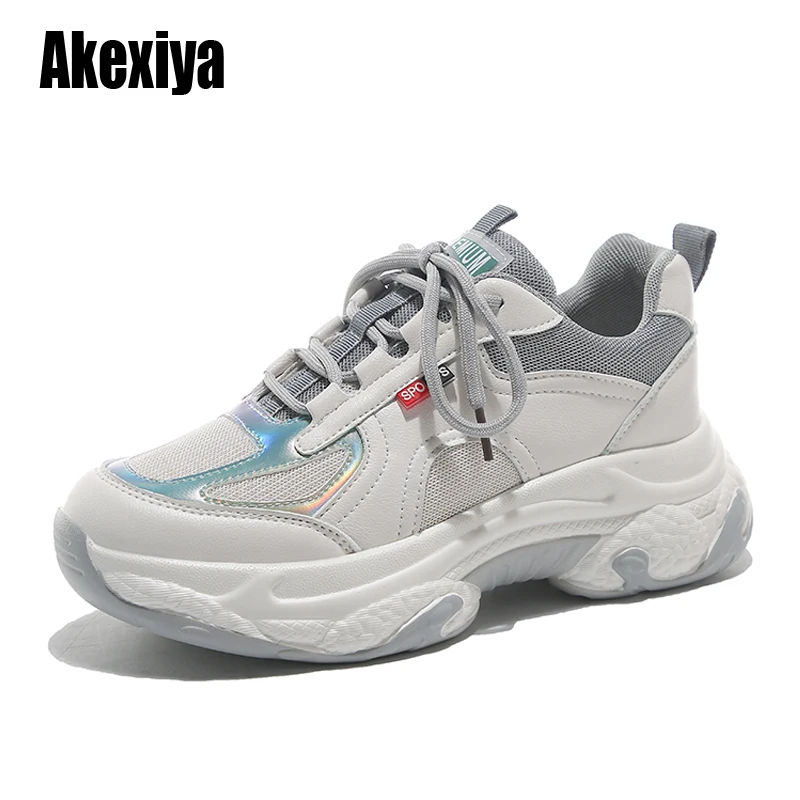 Женские кроссовки на танкетке Зеленые массивной модная повседневная обувь