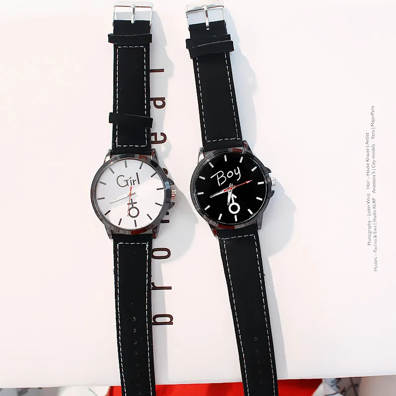 Часы с большим циферблатом в стиле Харадзюку ретро простые мужские и женские