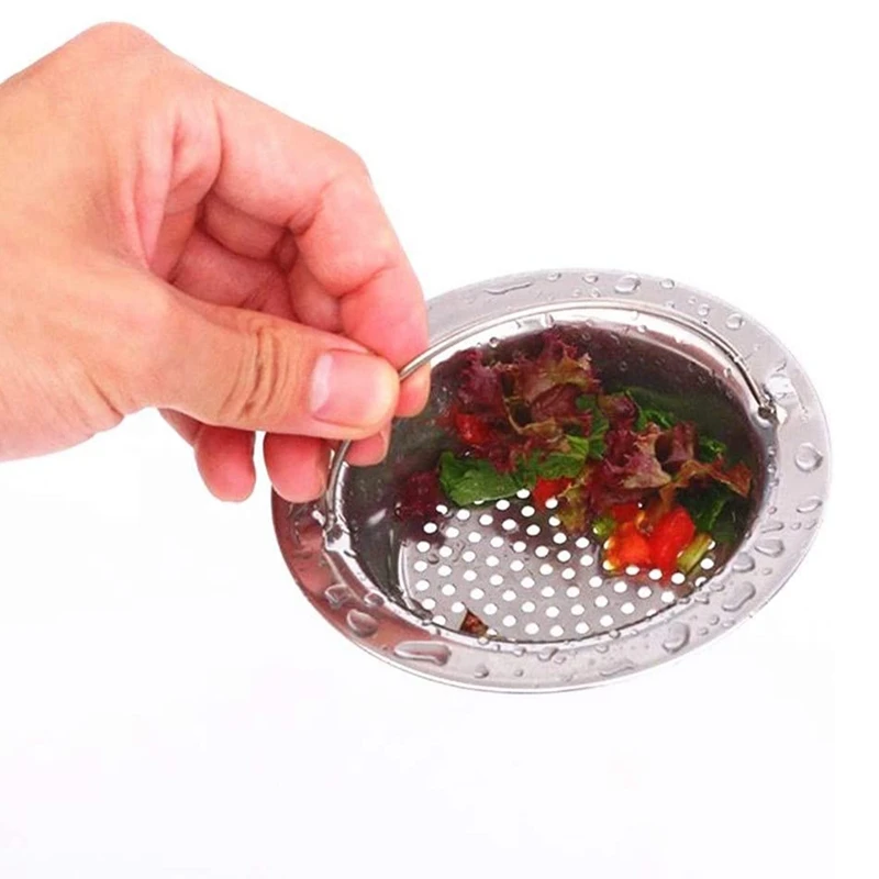 

Drains Strainers 4 Pack Kitchen Sink Strainer with Handle Stainless Steel Sink Garbage Disposal Stopper Mesh Basket