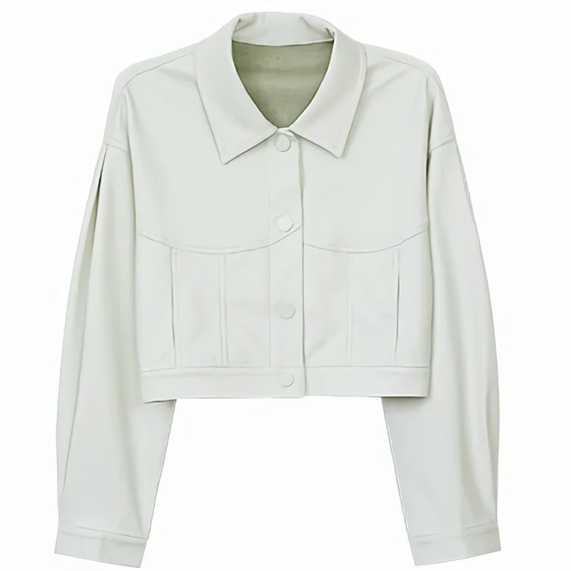 

2021 Real Shot Autumn And Winter Models Short Ins Slim Slimming Single-breasted Motorcycle Long Sleeve Jacket Pu Leather Women