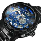 Часы наручные WINNER Мужские механические, люксовые модные деловые золотистые с браслетом из нержавеющей стали