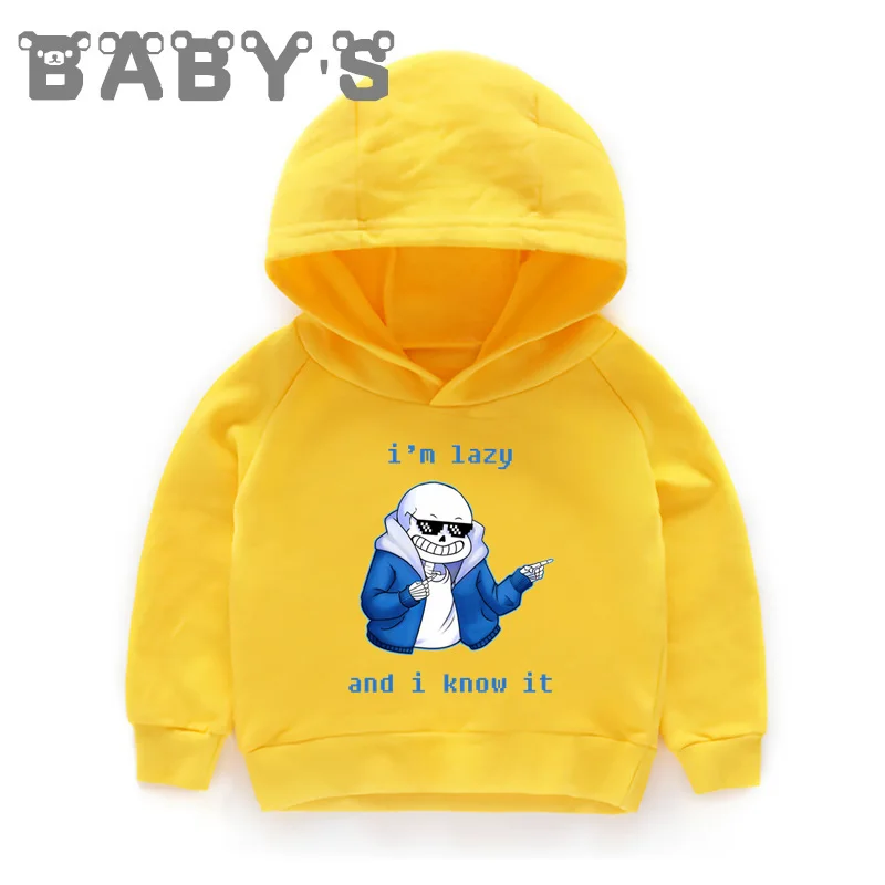 Детские толстовки с капюшоном; детские толстовки с принтом «Undertale Sans»; пуловер для малышей; топы для маленьких девочек и мальчиков; KMT2405 - Цвет: 3053P-Yellow