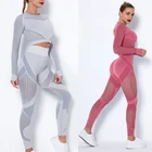 Женский спортивный костюм из 2 предметов, спортивный костюм, одежда для тренировок в тренажерном зале, леггинсы для фитнеса + рубашки, спортивный костюм, женская одежда для активного отдыха с длинным рукавом