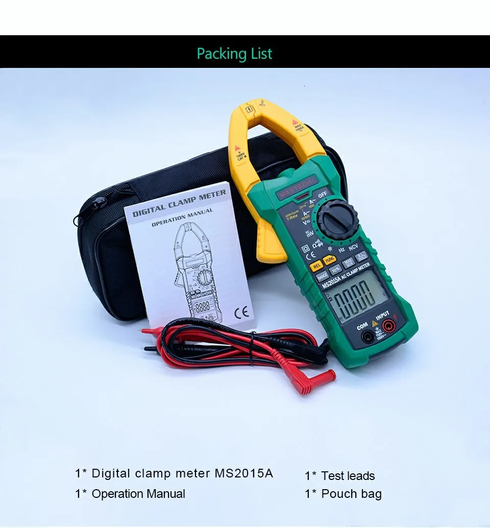 MASTECH MS2015A Автоматический цифровой AC 1000A токовые клещи True RMS мультиметр Частота Емкость тестер НТС