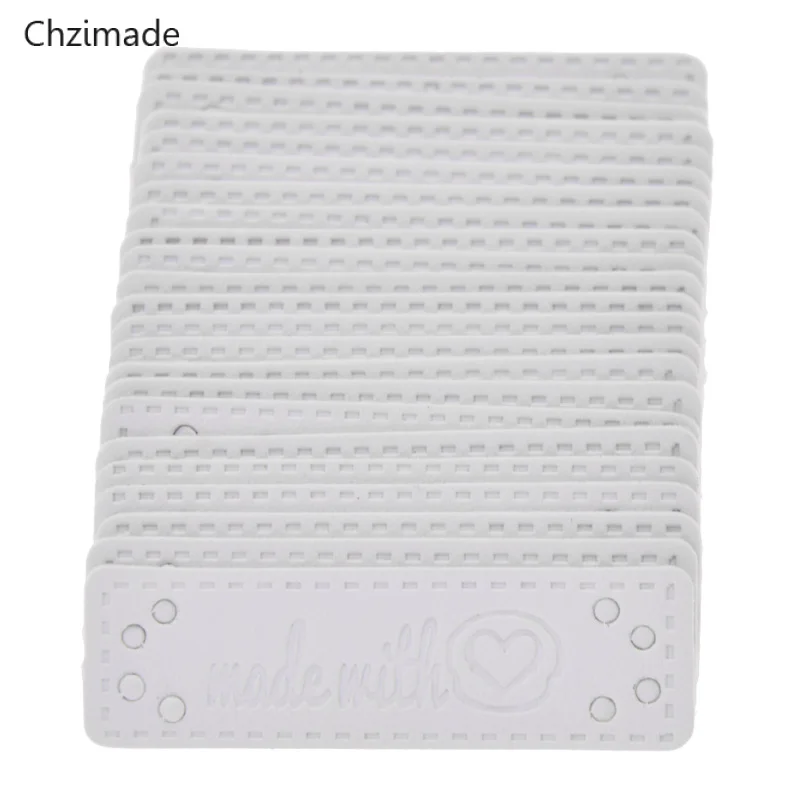 24 шт./лот одежда ручной работы белого цвета из искусственной кожи этикетки джинсы