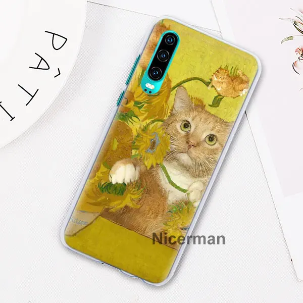 Забавный Pat Cat Art painting красочные милые чехлы для телефонов huawei P30 Pro P10 P20 Lite P30 Lite P Smart Plus Жесткий Чехол для ПК Co - Цвет: 06