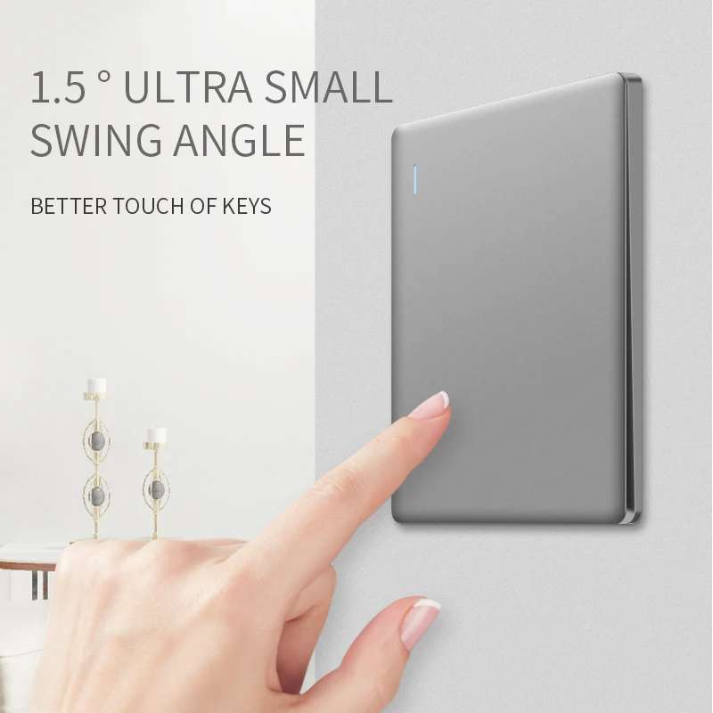Панель розеток с переключателем серого цвета Type 86 Flat Ultra-Thin Light Sound And Control Touch Delay Fan Speed Controller on.
