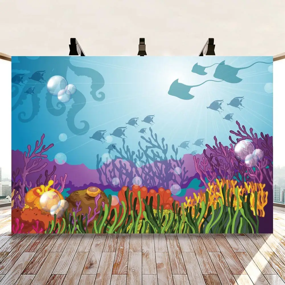 

Фотофон для студийной фотосъемки с изображением кораллового ракушки жемчуга Кита подводного аквариума детского дня рождения