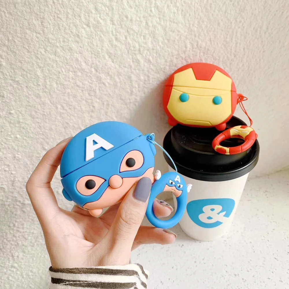 Оптовая продажа милый чехол Superheros Iron Man Captai America для Bluetooth наушников силиконовый