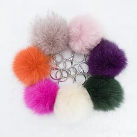 1pc 7570mm women keychains fluffy fur pom pom keychain soft high grade rabbit fur ball key ring for car bag