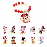 disney vibrant mickey minnie mickey mouse head charm red beaded bracelet epoxy bracelet acrylic bracelet jewelry for friends