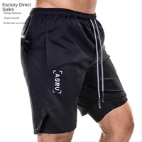 mens clothing short pants summer sports loose multi bag double layer running training fitness fashion bodybuilding sportswear