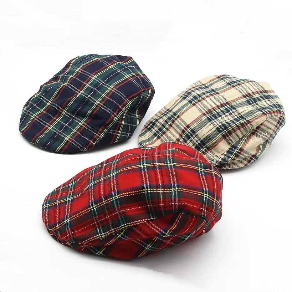 

Women Men Red Plaid Hat Adults Fashion Cool Summer Beret Baker Boy Hat Girls Boys Beige Green Checked Newsboy Cap Hat