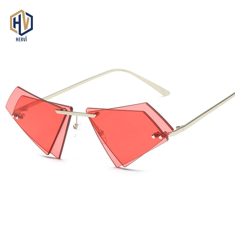 

Fashion Metal Frameless Sunglasses Men Women Irregular Polygon sun Glasses Double Layer Ocean Lens Eyewear gafas de sol