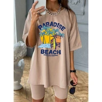 summer new womens loose size womens t shirt womens casual top womens fashion printed round neck short sleeve t shirt