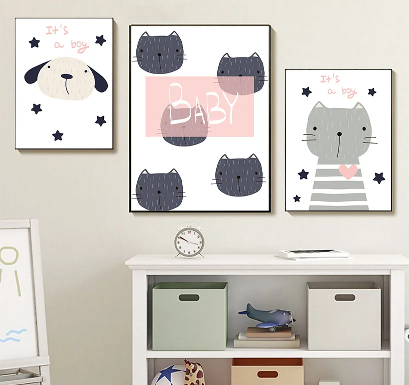 Детский Настенный художественный холст постер с рисунком минималистичный