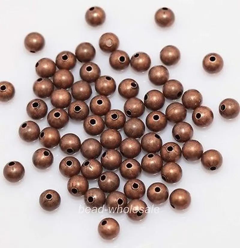 Оптовая продажа серебряных золотых медных металлических круглых бусин 6 мм/8 мм