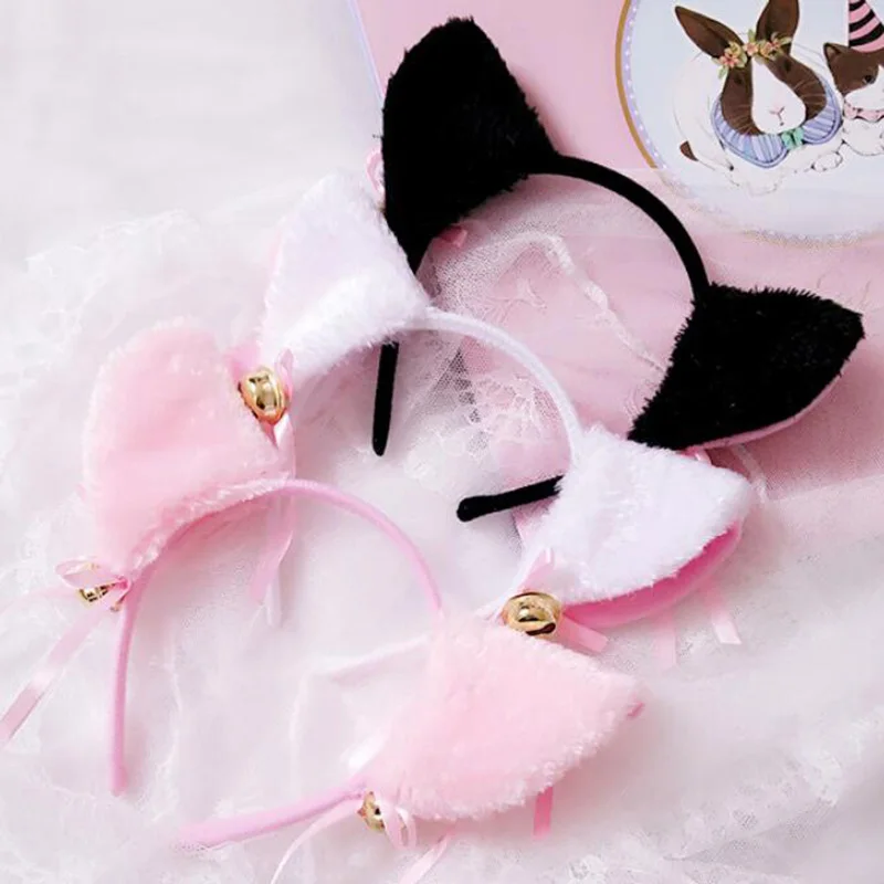 

3 Colors Beautiful Masquerade Halloween Cat Ears Cosplay Cat Ear Anime Party Costume Bow Tie Bell Headwear Headband Anime