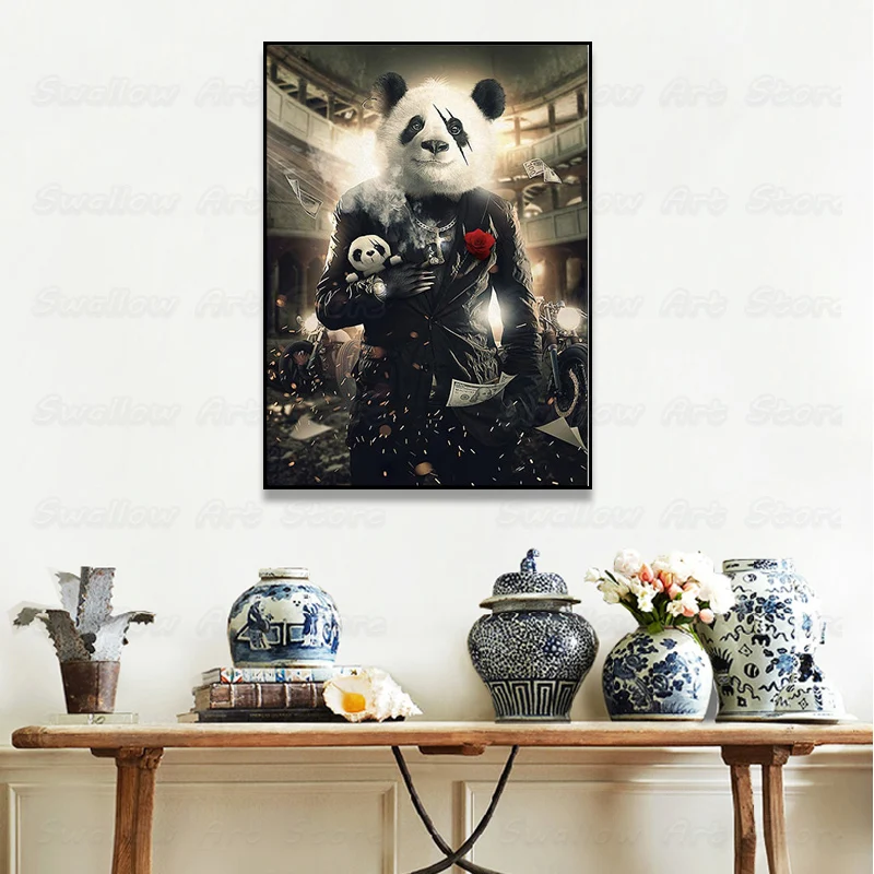 

Suit Panda Posters and Prints Exhibition Poster Wall Art Picture Canvas Painting Living Room Home Decoration