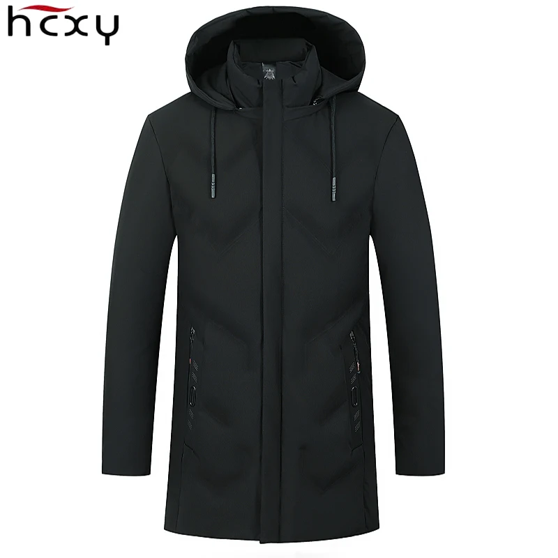 HCXY зимнее пальто для мужчин с капюшоном Новая модная длинная парка Повседневное