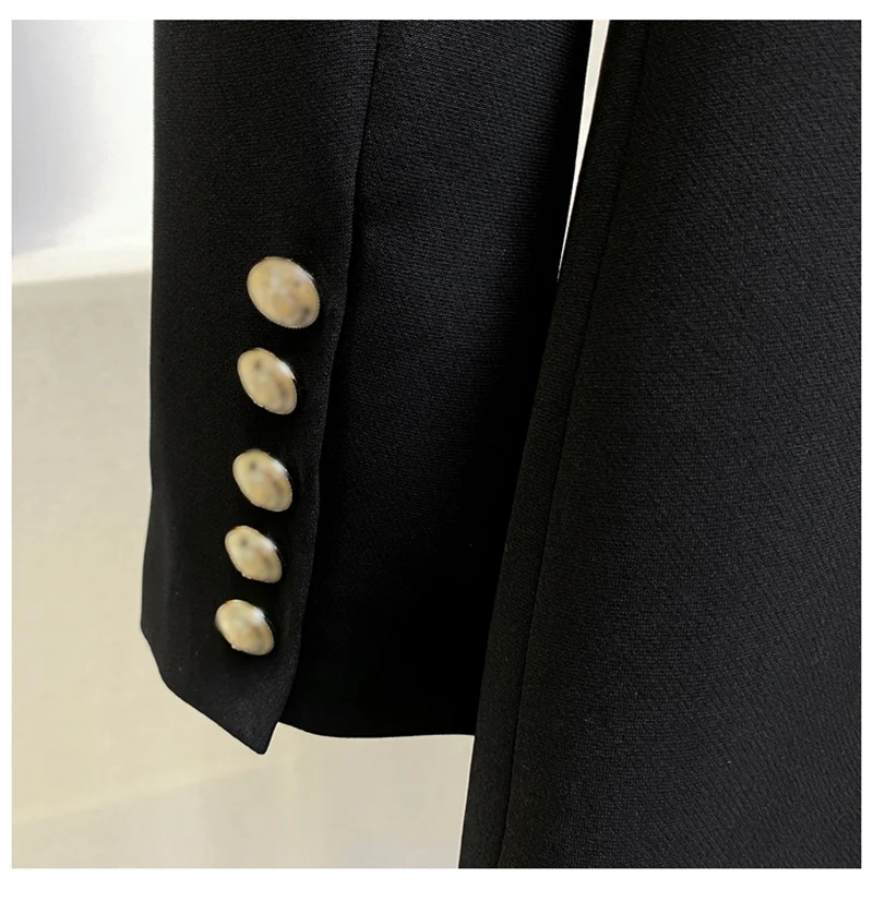 

[EAM] Women Black Brief Button Stitch Temperament Dress New V-Neck Long Sleeve Loose Fit Fashion Tide Spring Autumn 2021 1Z812