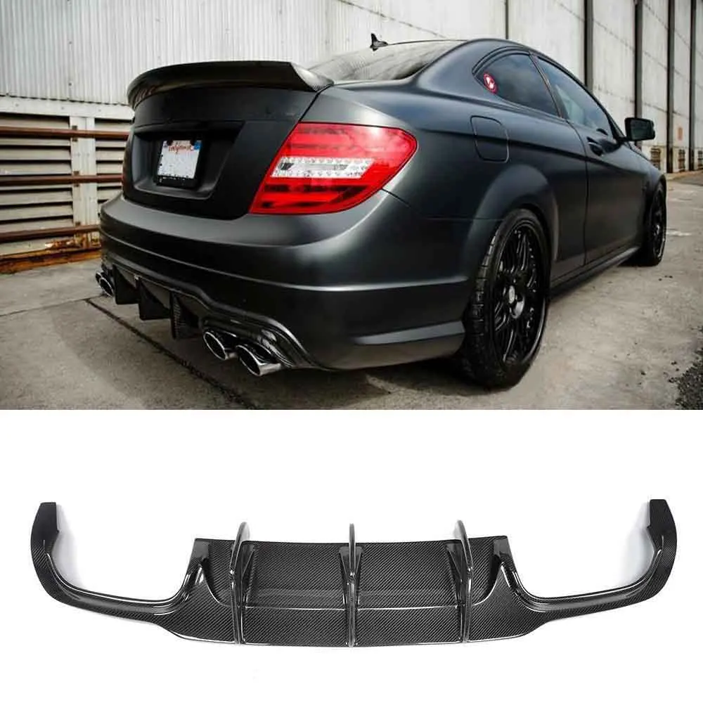 Style 3 Для Mercedes Benz W204 C63 AMG 4 двери только 09-11 Автомобиль Стайлинг C класса углеродного волокна задний спойлер диффузор - Цвет: Style 3