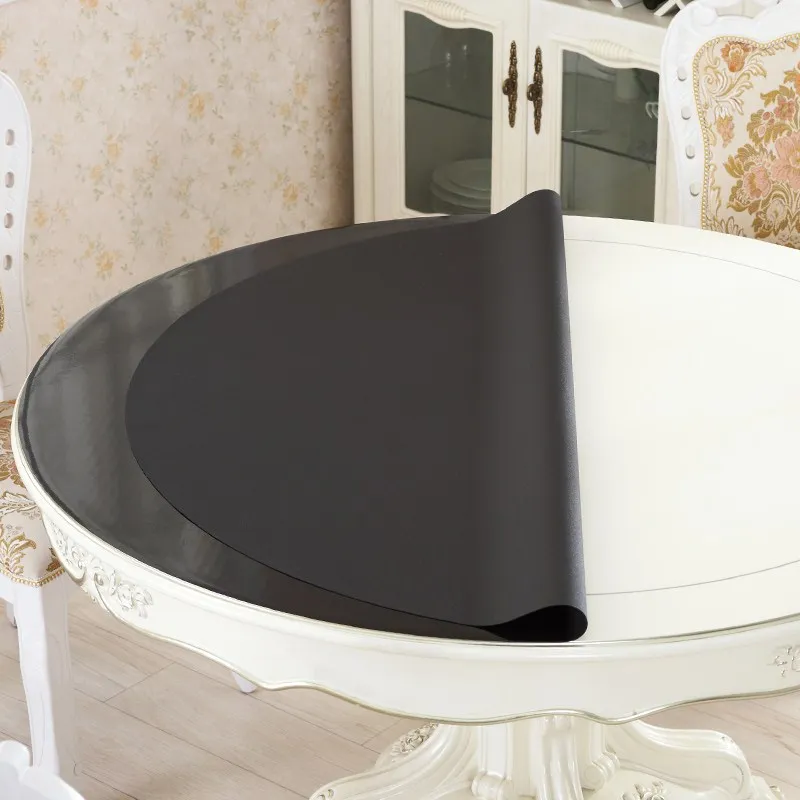 Водонепроницаемая скатерть черного цвета из ПВХ термостойкая круглая обеденная